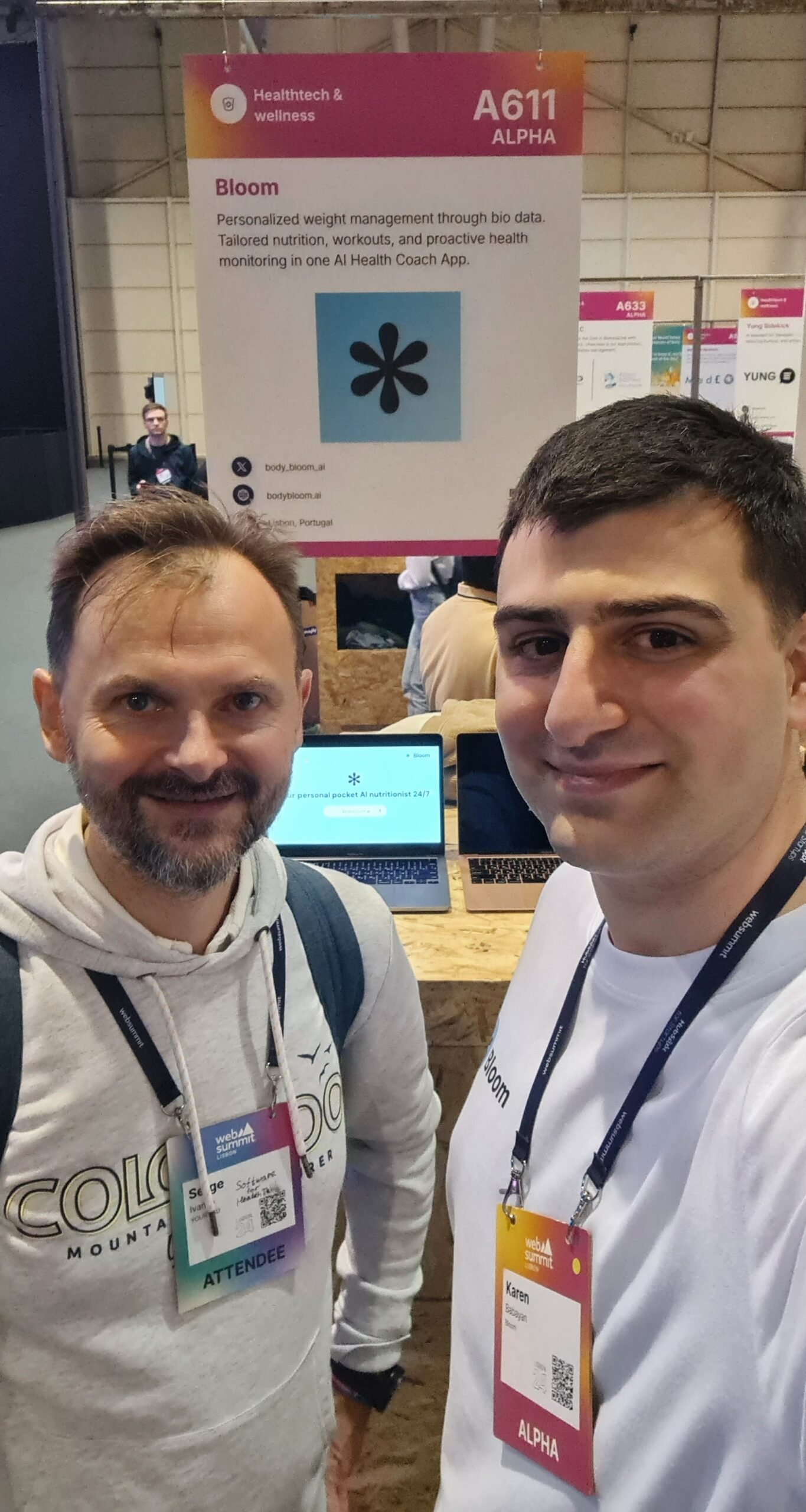 Serge and Karen At the Bloom's booth on WebSummit