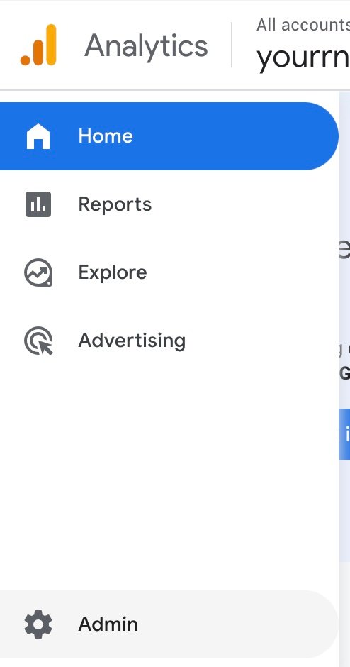 Google Analytics Admin panel