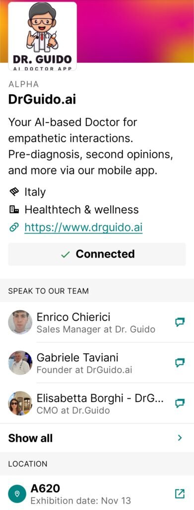 Dr.Guido AI healthcare assistant in Web Summit App
