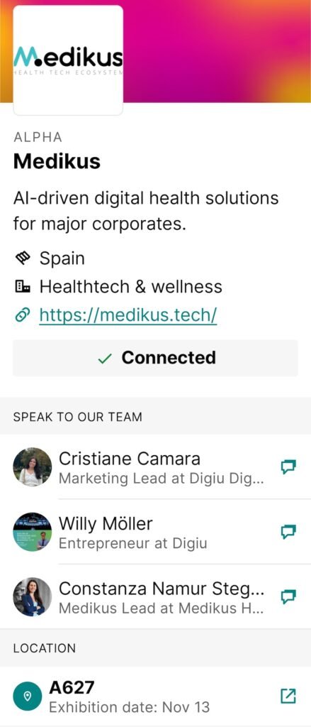 Medikus in Web Summit app